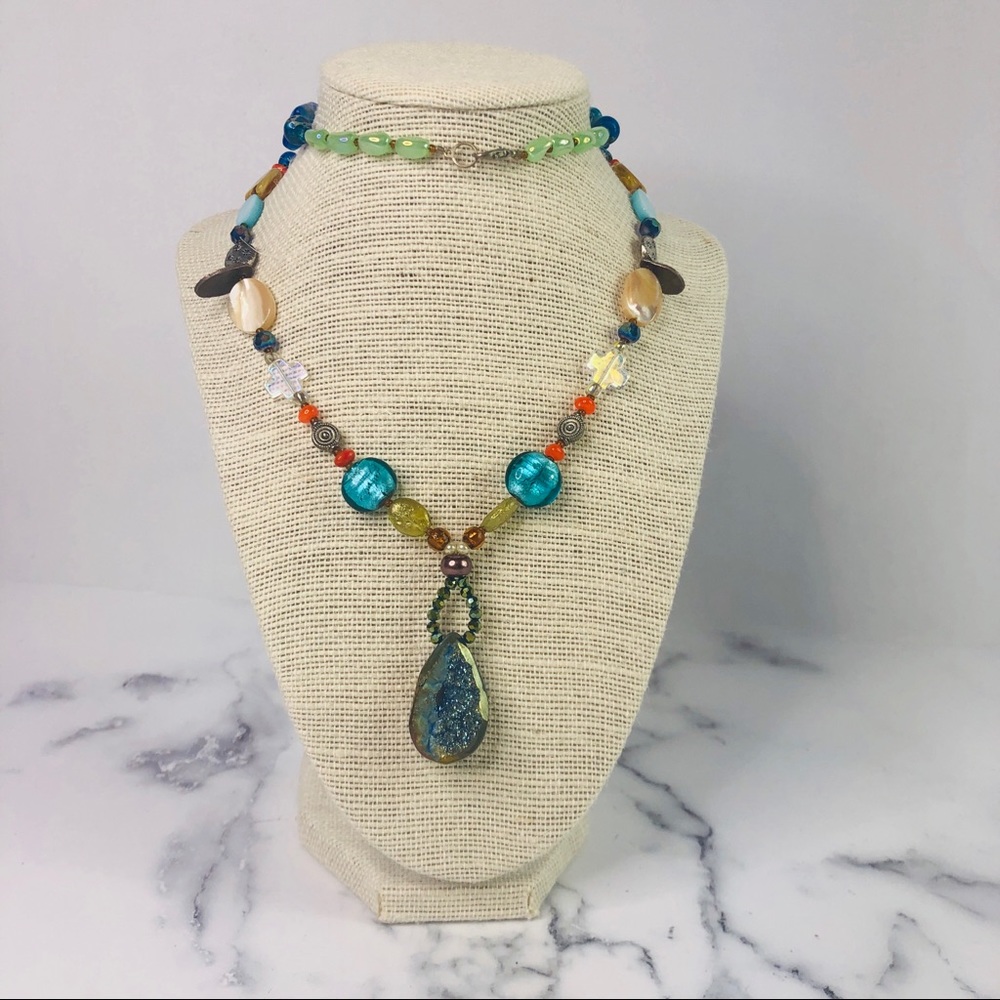 Unique Boho Chic Beautiful Glass Bead Necklace